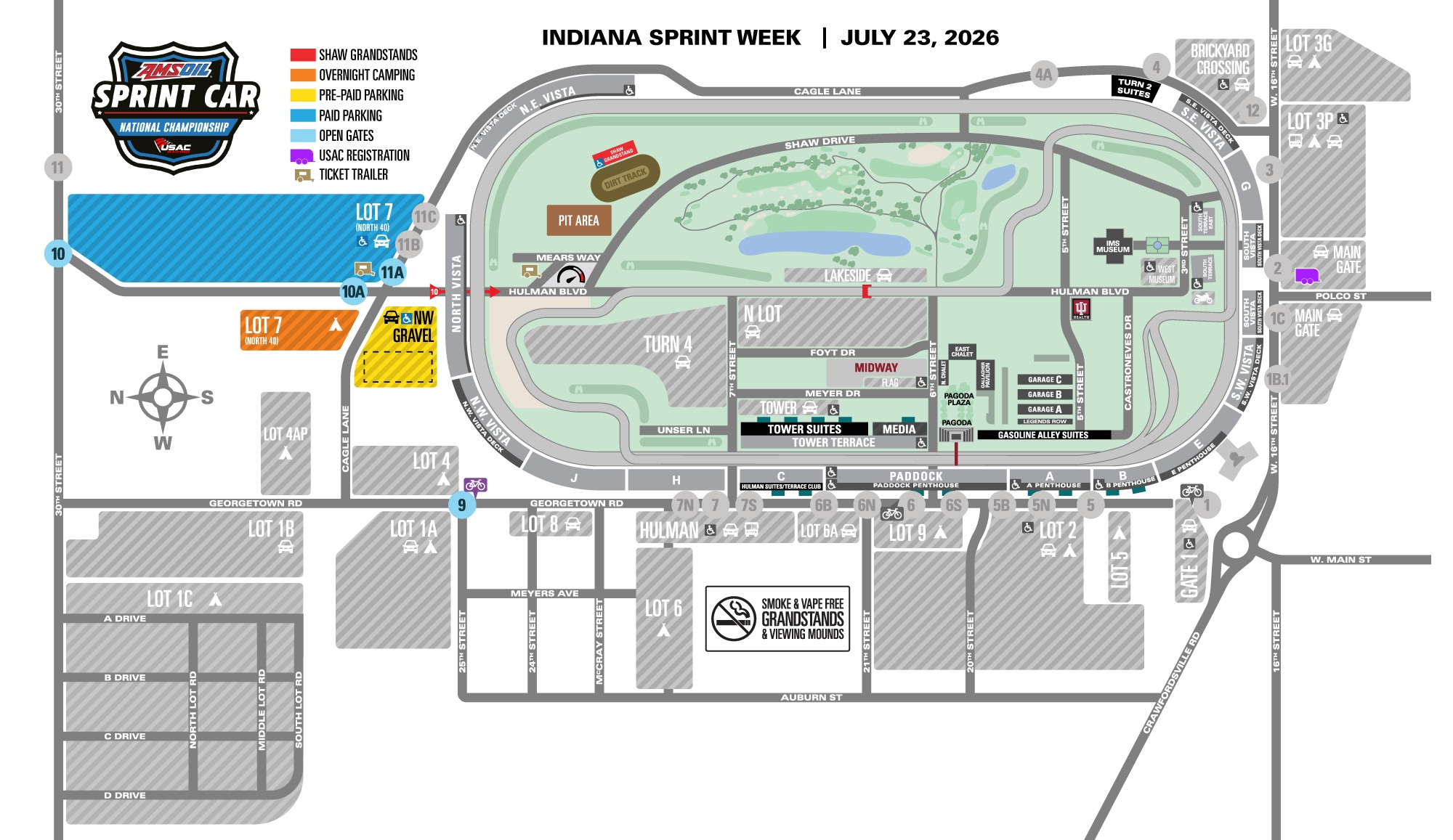 Indiana Sprint Week Camping Map